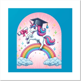 Whimsical Unicorn Graduation Pastel Colors Posters and Art